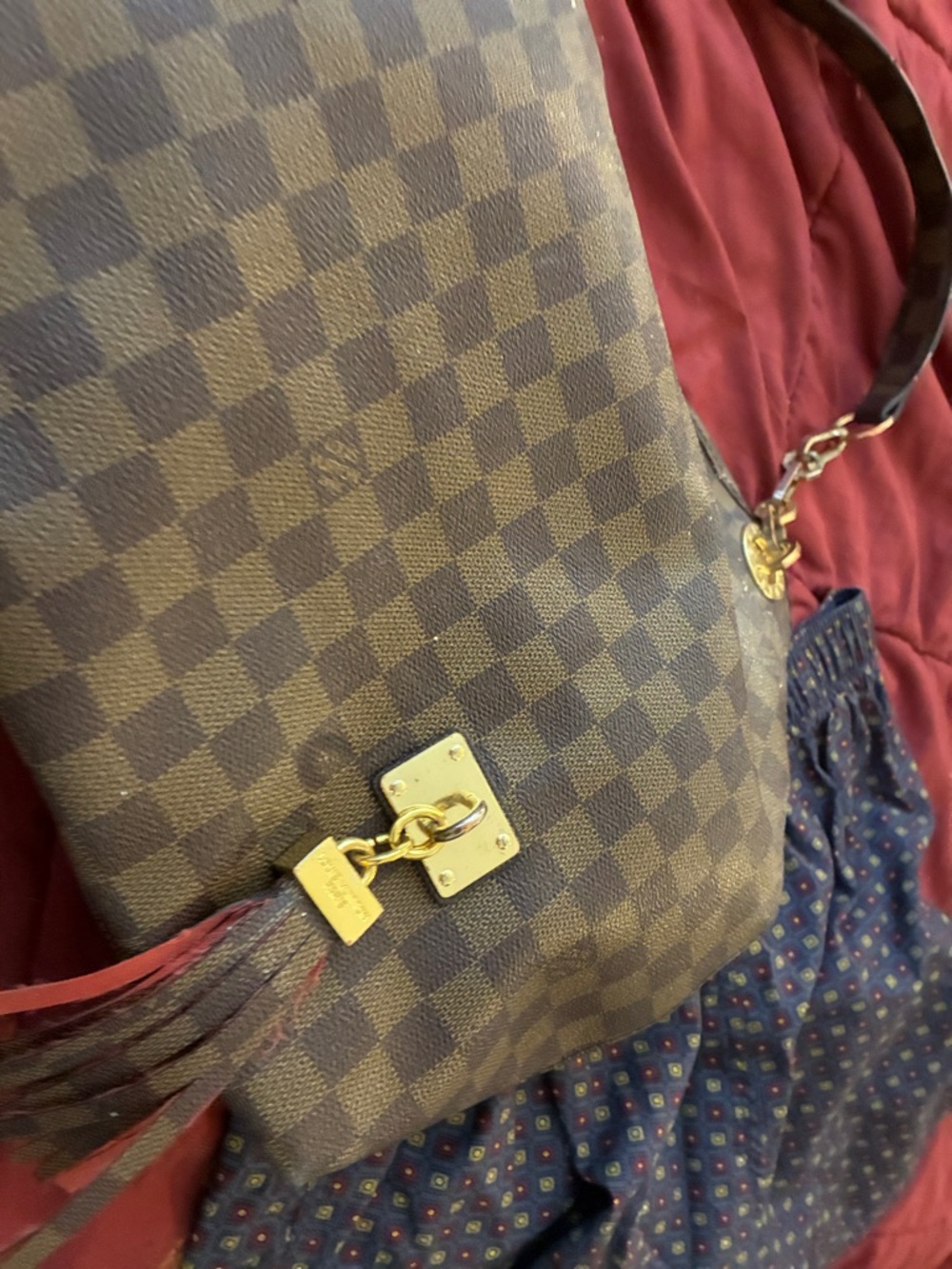 Classic Brown Check Hobo Bag with Gold Hardware